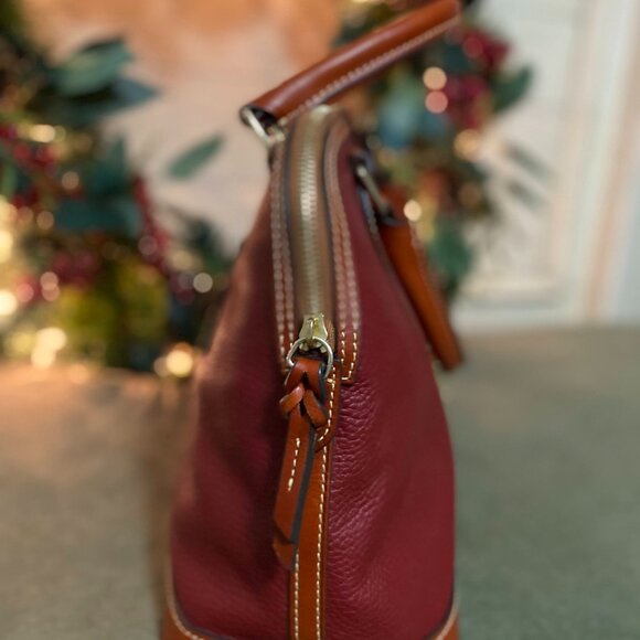 Dooney & Bourke Pebble Grain Cranberry Deana Satchel - Picture 5 of 9